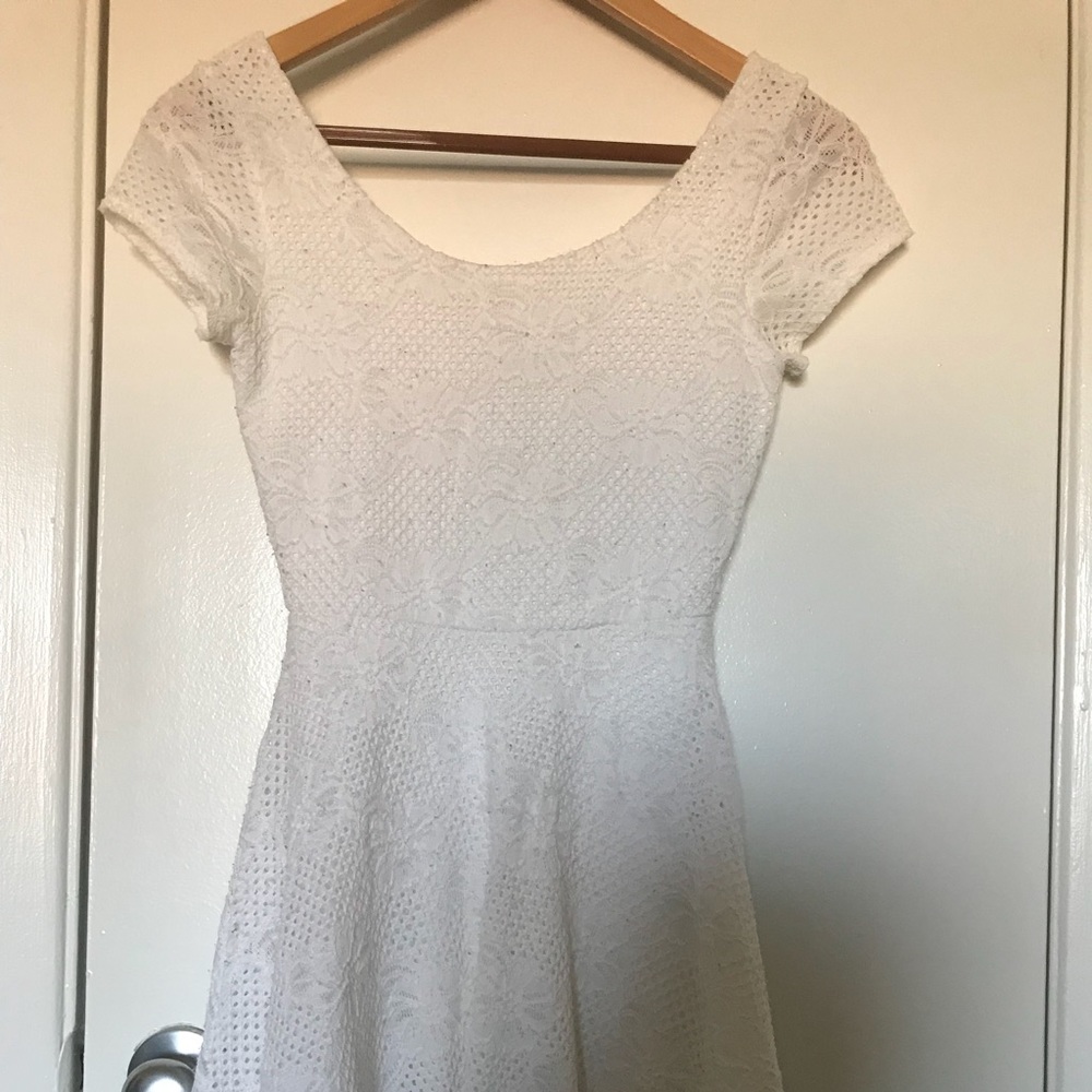 Lace white dress.